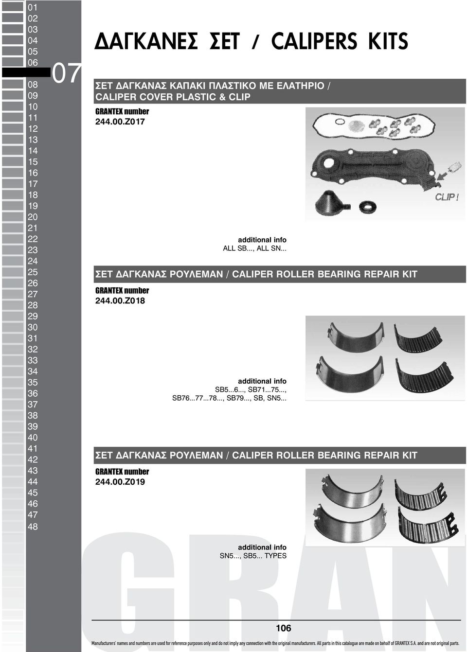 Z017 ΣΕΤ ΑΓΚΑΝΑΣ ΡΟΥΛΕΜΑΝ / CALIPER ROLLER BEARING REPAIR KIT 244.00.