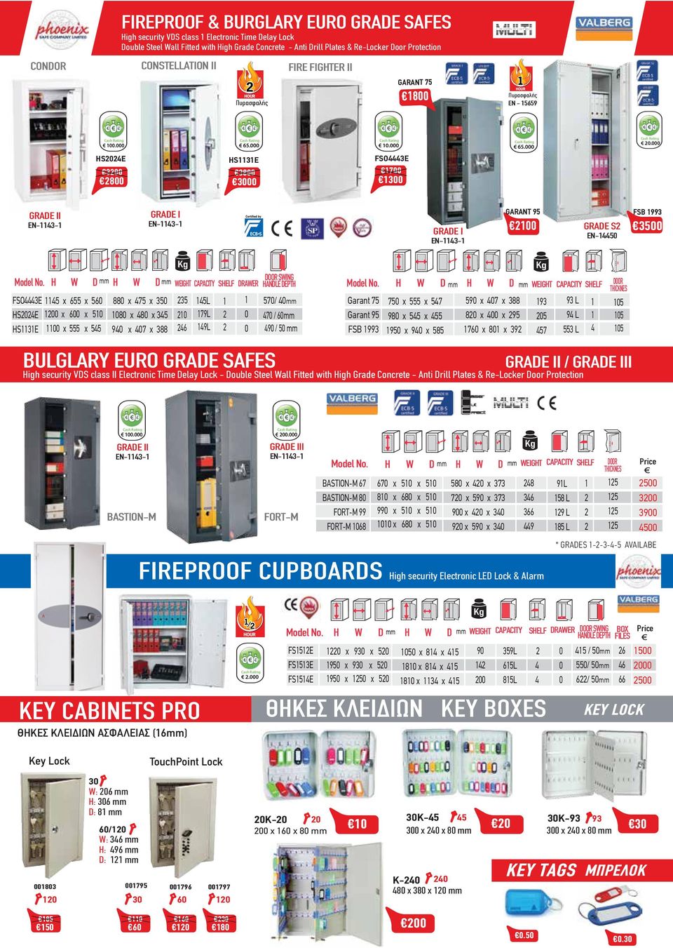 . GRADE II EN-4- GRADE I EN-4- GRADE I EN-4- GARANT 9 GRADE S EN-44 FSB 99 H W D mm H W DOOR SWING D mm WEIGHT CAPACITY SHELF DRAWER HANDLE DEPTH BULGLARY EURO GRADE SAFES H W D mm H W D mm WEIGHT