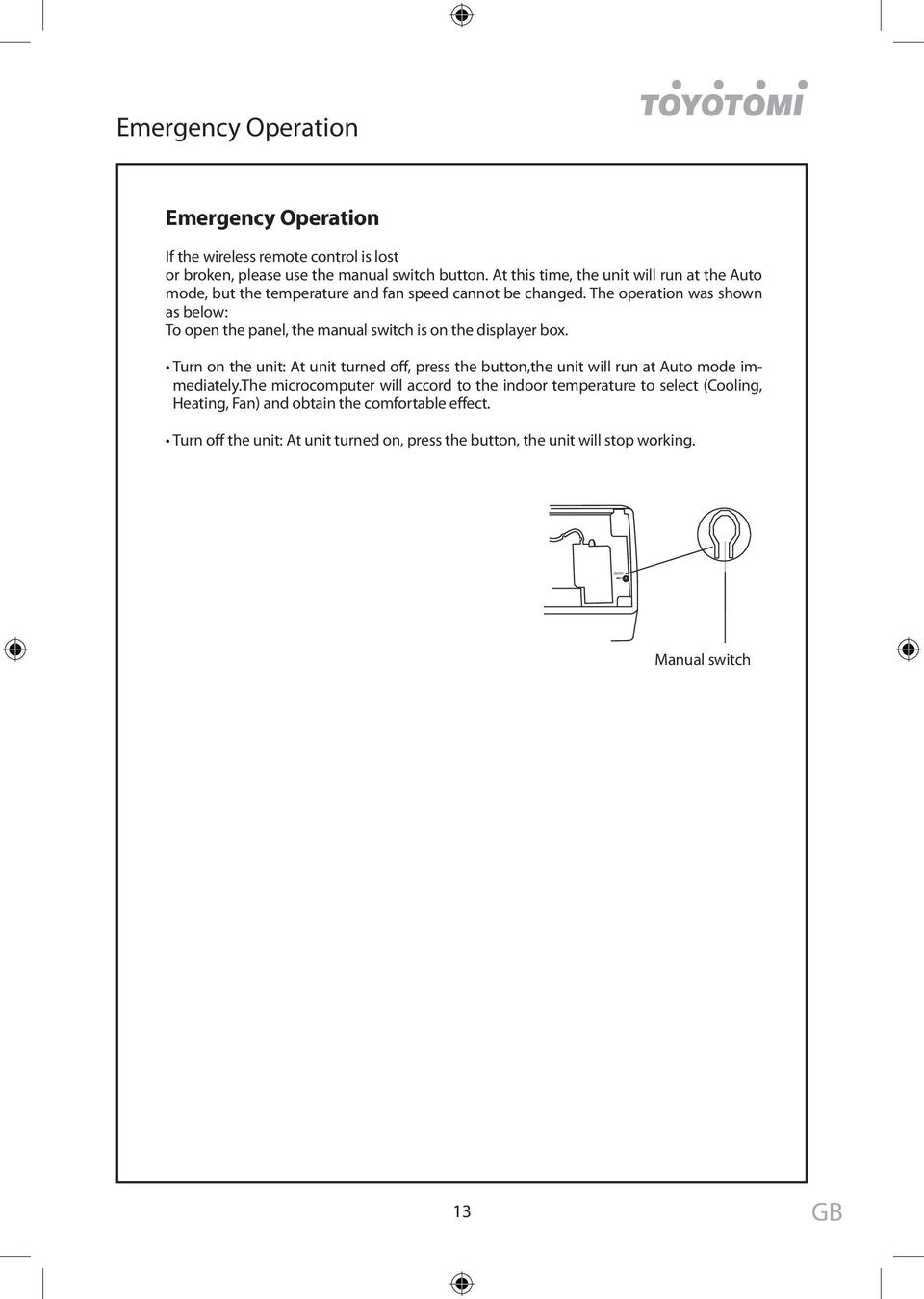 The operation was shown as below: To open the panel, the manual switch is on the displayer box.