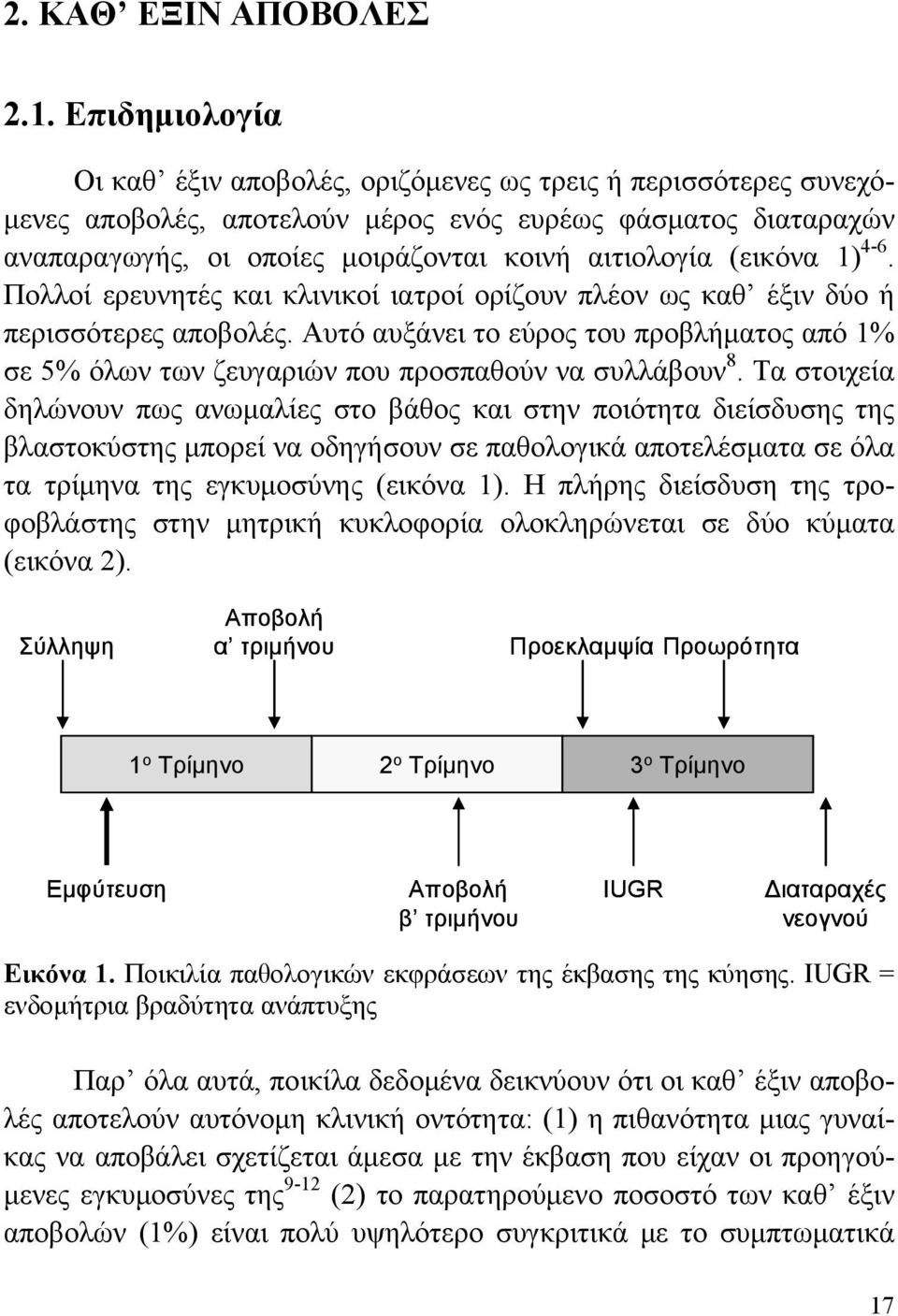 (εικόνα 1) 4-6. Πολλοί ερευνητές και κλινικοί ιατροί ορίζουν πλέον ως καθ έξιν δύο ή περισσότερες αποβολές.