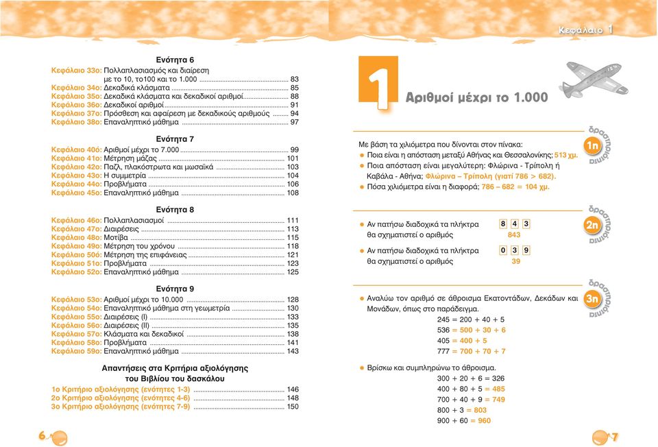 000 Ενότητα 7 Κεφάλαιο 0ό: Αριθμοί μέχρι το 7.000... 99 Κεφάλαιο ο: Μέτρηση μάζας... 0 Κεφάλαιο ο: Παζλ, πλακόστρωτα και μωσαϊκά... 0 Κεφάλαιο ο: Η συμμετρία... 0 Κεφάλαιο ο: Προβλήματα.