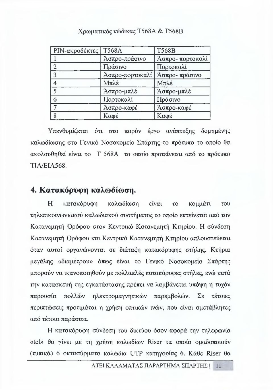 προτείνεται από το πρότυπο ΤΙΑ/ΕΙΑ568. 4. Κατακόρυφη καλωδίωση.