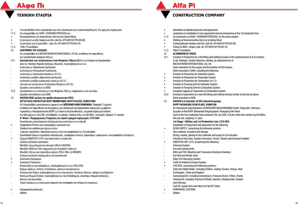 09) Σωληνώσεις για το έργο BBA+ (Job. No. KP-040216 FPO-90.10) 11.3 Path 2 Foundation 12.