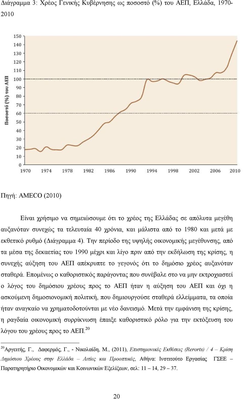 Την περίοδο της υψηλής οικονομικής μεγέθυνσης, από τα μέσα της δεκαετίας του 1990 μέχρι και λίγο πριν από την εκδήλωση της κρίσης, η συνεχής αύξηση του ΑΕΠ απέκρυπτε το γεγονός ότι το δημόσιο χρέος