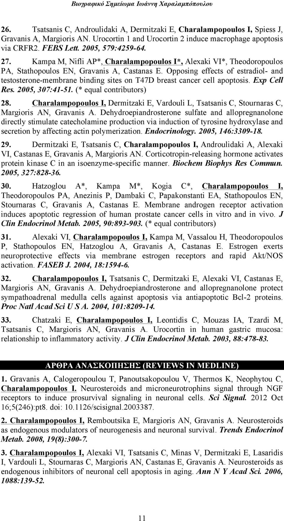 Opposing effects of estradiol- and testosterone-membrane binding sites on T47D breast cancer cell apoptosis. Exp Cell Res. 2005, 307:41-51. (* equal contributors) 28.