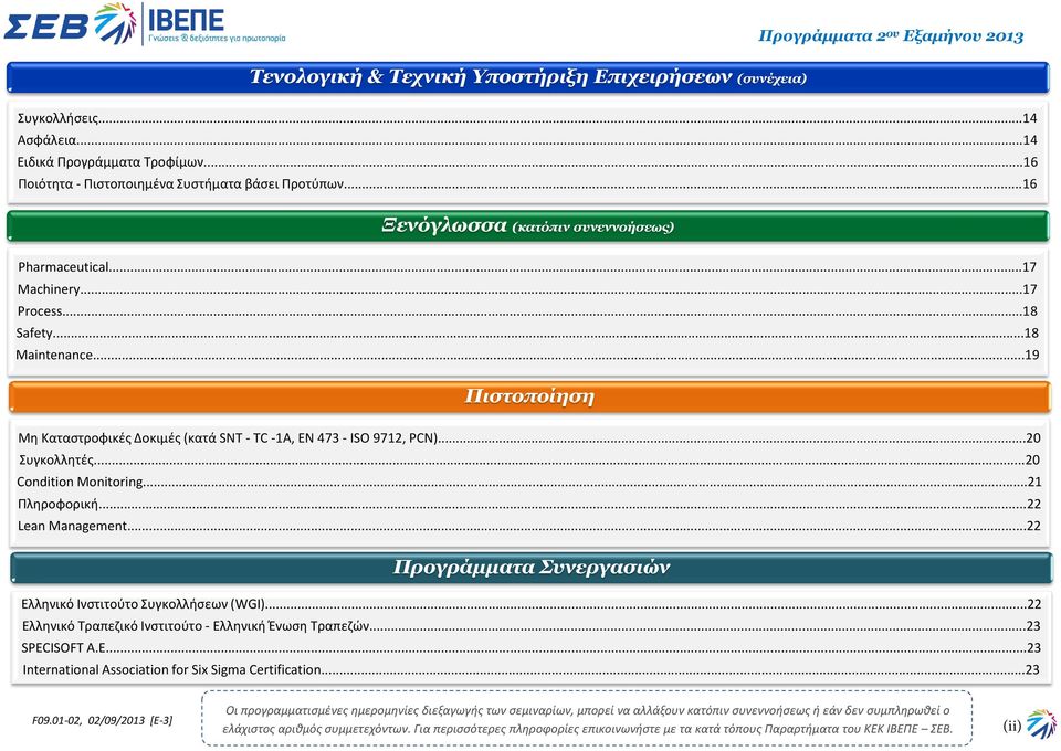 ..20 Συγκολλητές...20 Condition Monitoring...21 Πληροφορική...22 Lean Management...22 Προγράμματα Συνεργασιών Ελληνικό Ινστιτούτο Συγκολλήσεων (WGI).