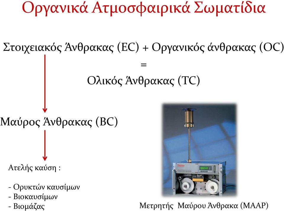 Μαύρος Άνθρακας (BC) Aτελής καύση : - Ορυκτών καυσίμων