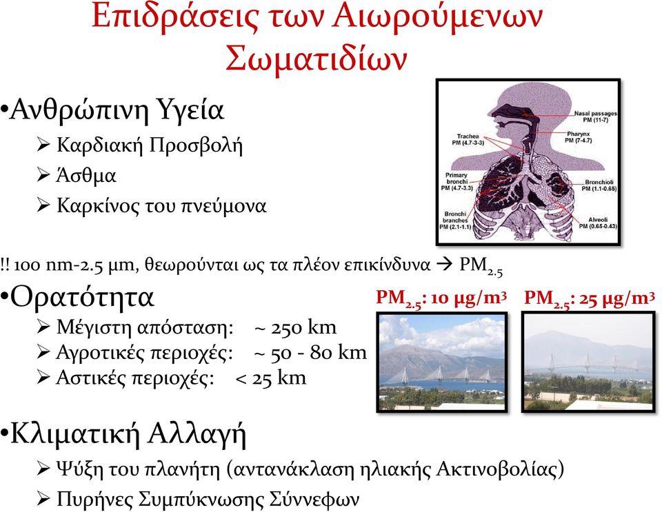 5 Ορατότητα Μέγιστη απόσταση: ~ 25 km Αγροτικές περιοχές: ~ 5-8 km Αστικές περιοχές: < 25 km