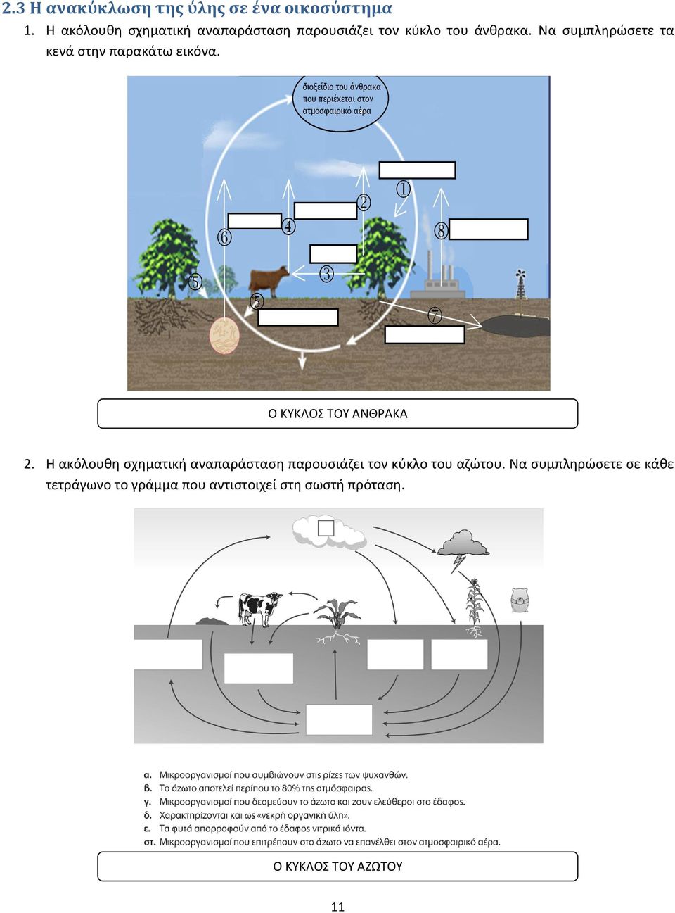 Να συμπληρώσετε τα κενά στην παρακάτω εικόνα. Ο ΚΥΚΛΟΣ ΤΟΥ ΑΝΘΡΑΚΑ 2.