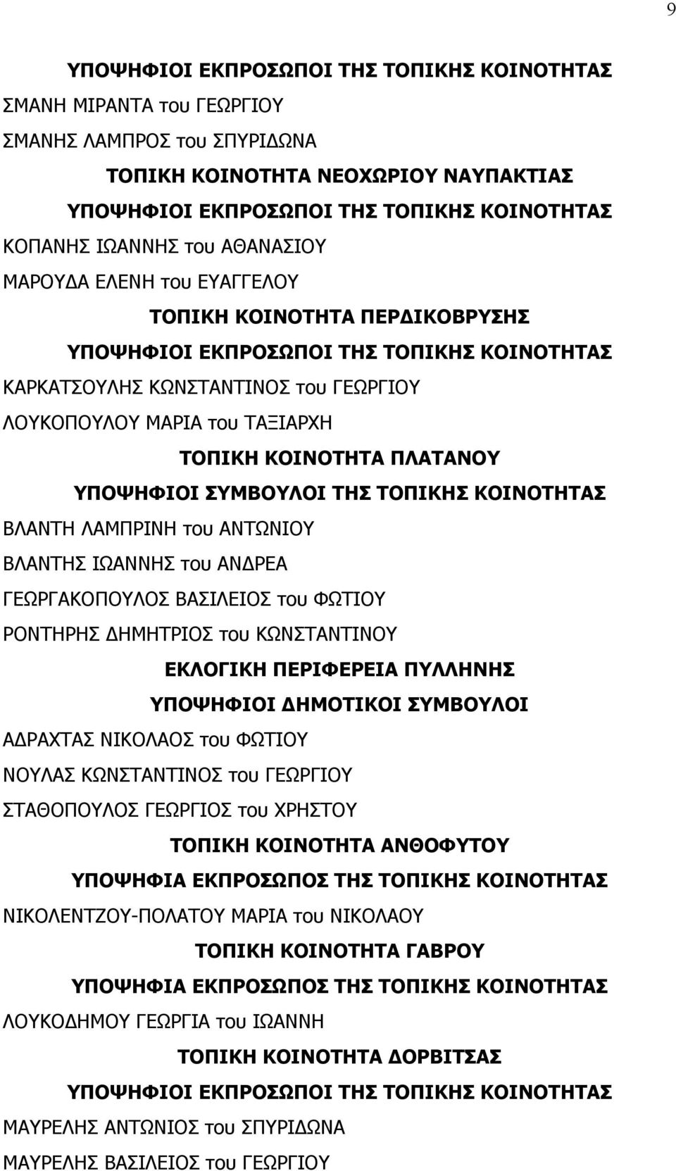 ΚΩΝΣΤΑΝΤΙΝΟΥ ΕΚΛΟΓΙΚΗ ΠΕΡΙΦΕΡΕΙΑ ΠΥΛΛΗΝΗΣ ΥΠΟΨΗΦΙΟΙ ΗΜΟΤΙΚΟΙ ΣΥΜΒΟΥΛΟΙ Α ΡΑΧΤΑΣ ΝΙΚΟΛΑΟΣ του ΦΩΤΙΟΥ ΝΟΥΛΑΣ ΚΩΝΣΤΑΝΤΙΝΟΣ του ΓΕΩΡΓΙΟΥ ΣΤΑΘΟΠΟΥΛΟΣ ΓΕΩΡΓΙΟΣ του ΧΡΗΣΤΟΥ ΤΟΠΙΚΗ ΚΟΙΝΟΤΗΤΑ ΑΝΘΟΦΥΤΟΥ