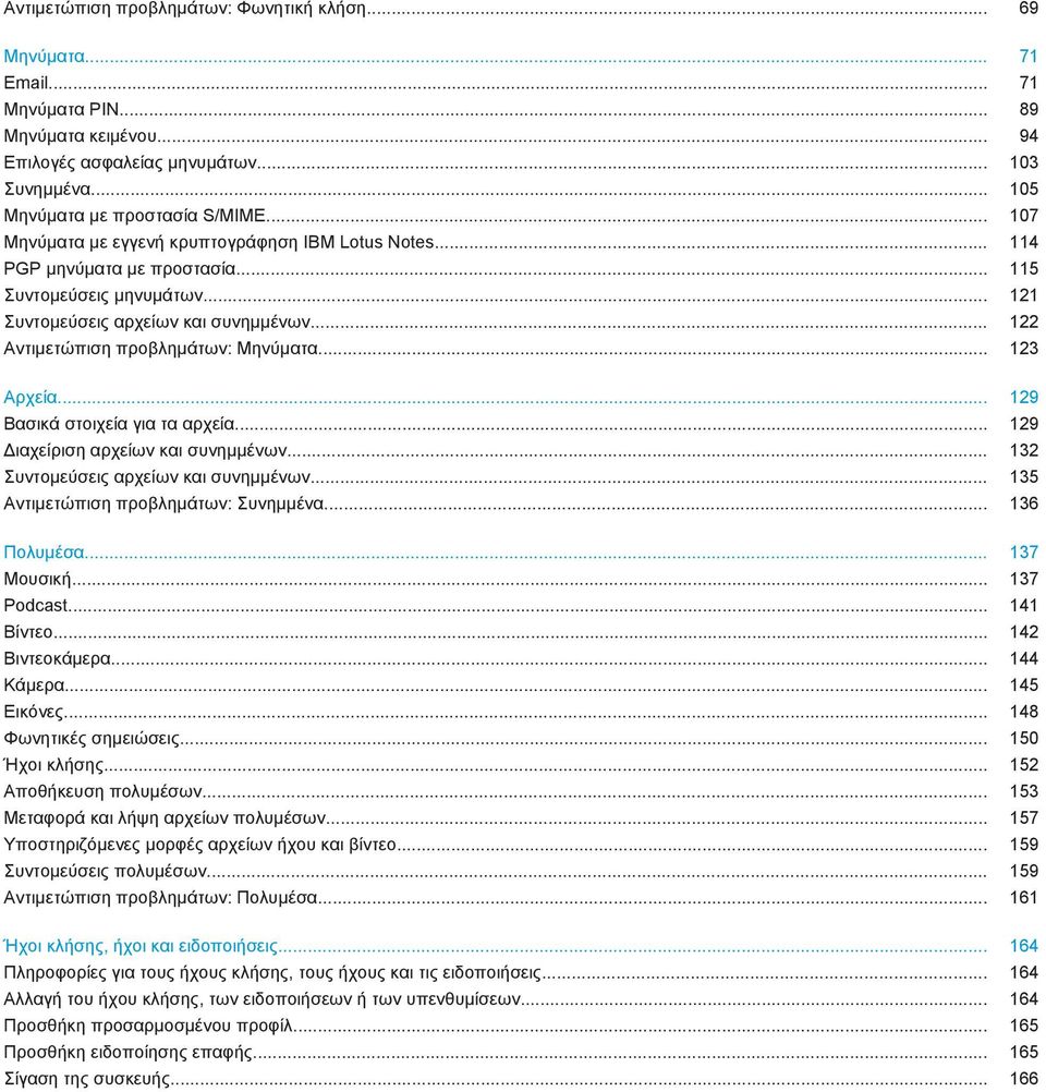 .. 122 Αντιμετώπιση προβλημάτων: Μηνύματα... 123 Αρχεία... 129 Βασικά στοιχεία για τα αρχεία... 129 Διαχείριση αρχείων και συνημμένων... 132 Συντομεύσεις αρχείων και συνημμένων.