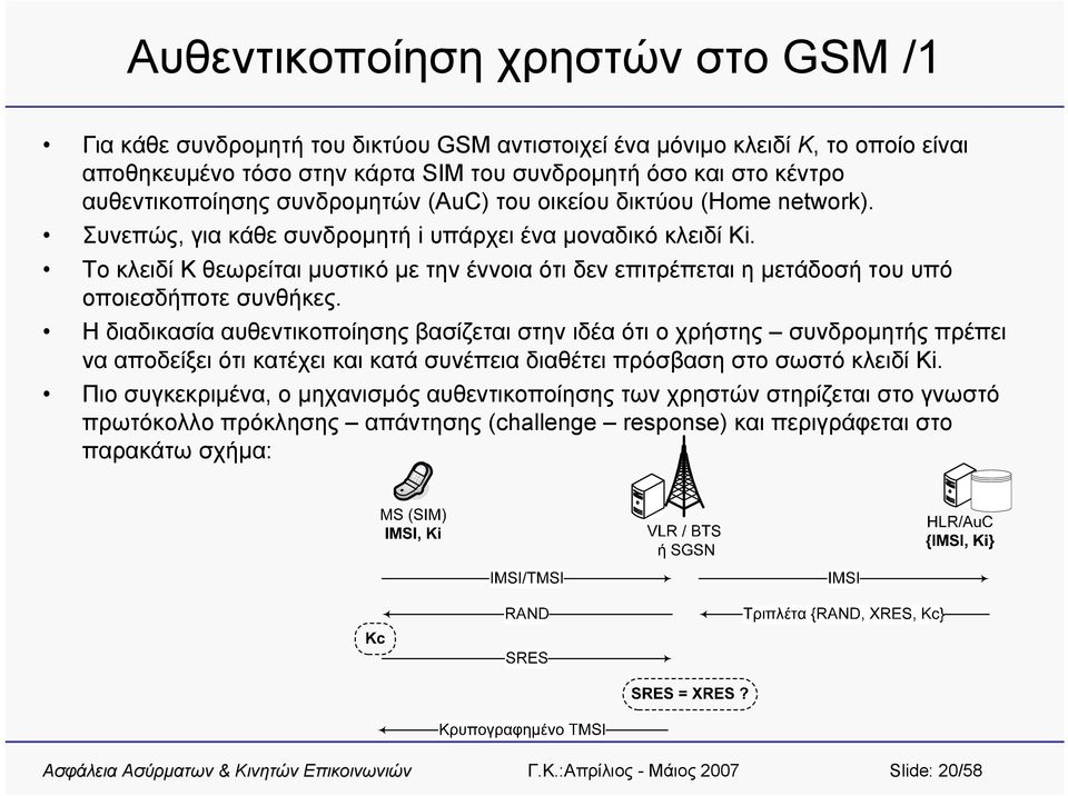 Το κλειδί Κ θεωρείται μυστικό με την έννοια ότι δεν επιτρέπεται η μετάδοσή του υπό οποιεσδήποτε συνθήκες.