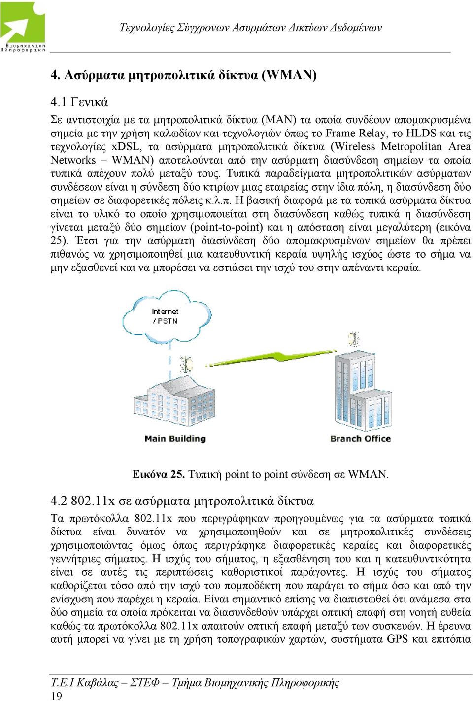 ασύρματα μητροπολιτικά δίκτυα (Wireless Metropolitan Area Networks WMAN) αποτελούνται από την ασύρματη διασύνδεση σημείων τα οποία τυπικά απέχουν πολύ μεταξύ τους.