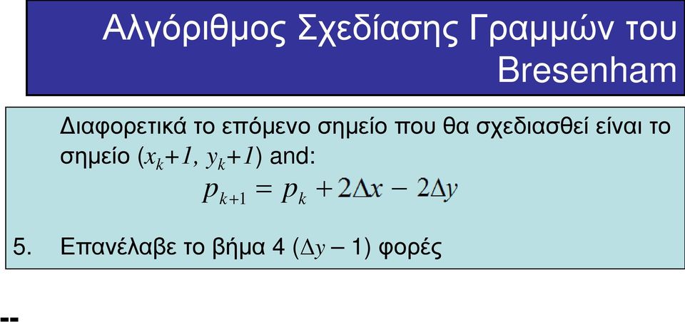 είναι το σημείο (x k +1, y k +1) and: p 5.