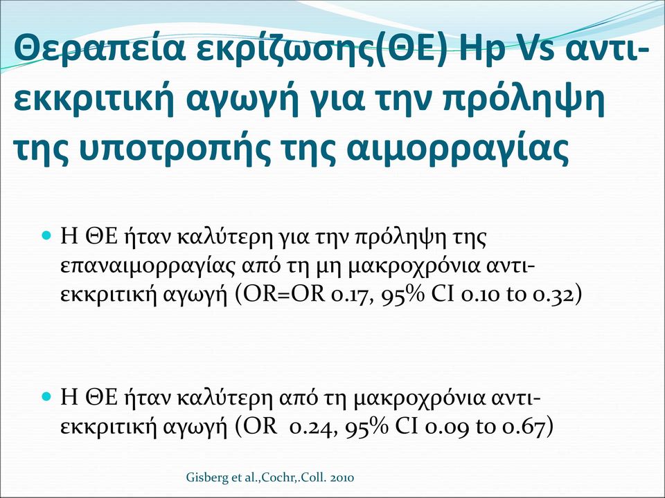 μακροχρόνια αντιεκκριτική αγωγή (OR=OR 0.17, 95% CI 0.10 to 0.