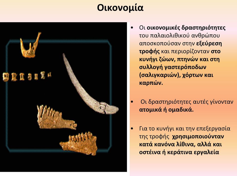 χόρτων και καρπών. Oι δραστηριότητες αυτές γίνονταν ατομικά ή ομαδικά.