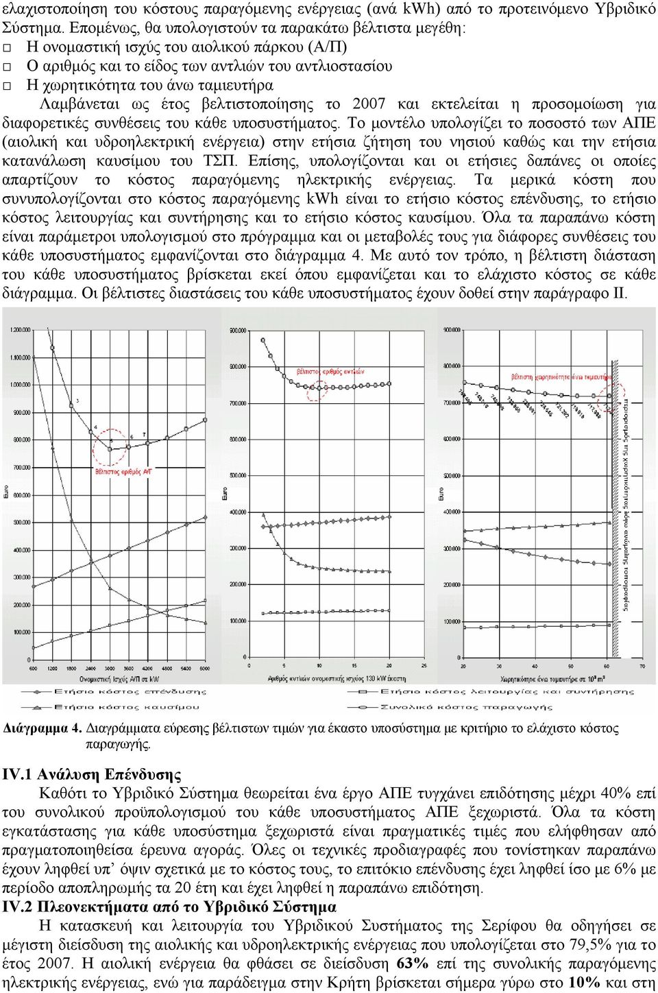 ως έτος βελτιστοποίησης το 2007 και εκτελείται η προσομοίωση για διαφορετικές συνθέσεις του κάθε υποσυστήματος.