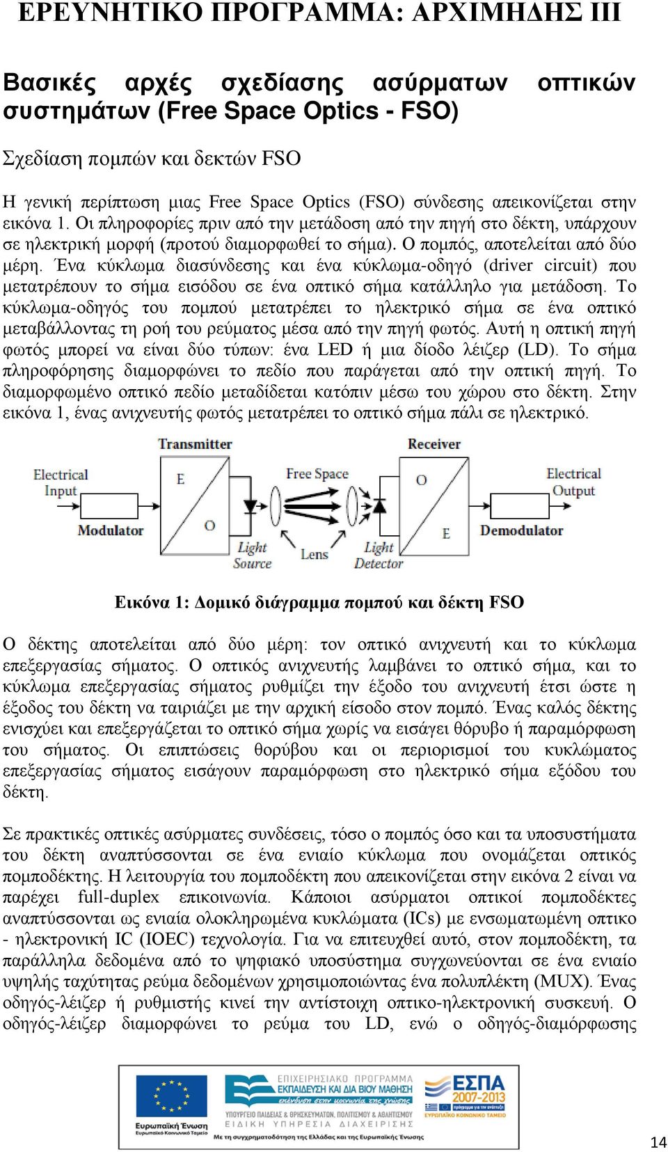 Ένα κύκλωμα διασύνδεσης και ένα κύκλωμα-οδηγό (driver circuit) που μετατρέπουν το σήμα εισόδου σε ένα οπτικό σήμα κατάλληλο για μετάδοση.