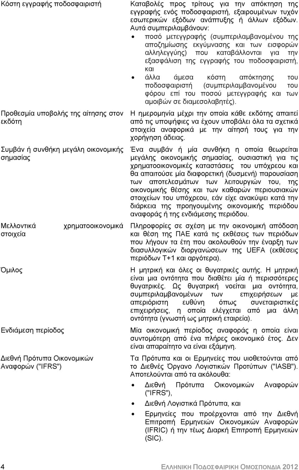 Αυτά συμπεριλαμβάνουν: ποσό μετεγγραφής (συμπεριλαμβανομένου της αποζημίωσης εκγύμνασης και των εισφορών αλληλεγγύης) που καταβάλλονται για την εξασφάλιση της εγγραφής του ποδοσφαιριστή, και άλλα