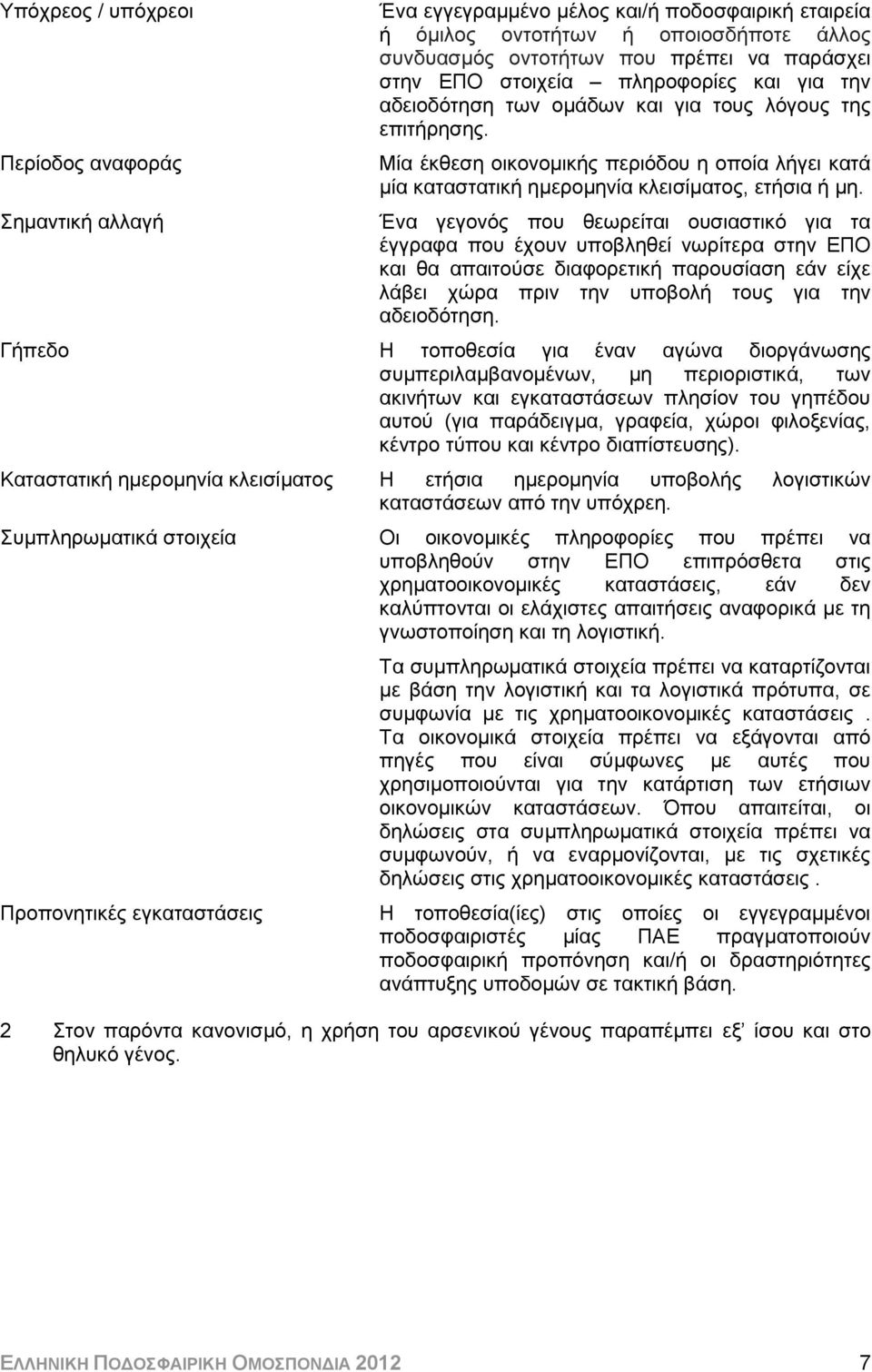 Ένα γεγονός που θεωρείται ουσιαστικό για τα έγγραφα που έχουν υποβληθεί νωρίτερα στην ΕΠΟ και θα απαιτούσε διαφορετική παρουσίαση εάν είχε λάβει χώρα πριν την υποβολή τους για την αδειοδότηση.