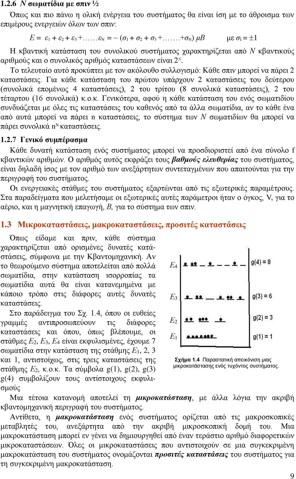 Το τελευταίο αυτό προκύπτει με τον ακόλουθο συλλογισμό: Κάθε σπιν μπορεί να πάρει καταστάσεις.