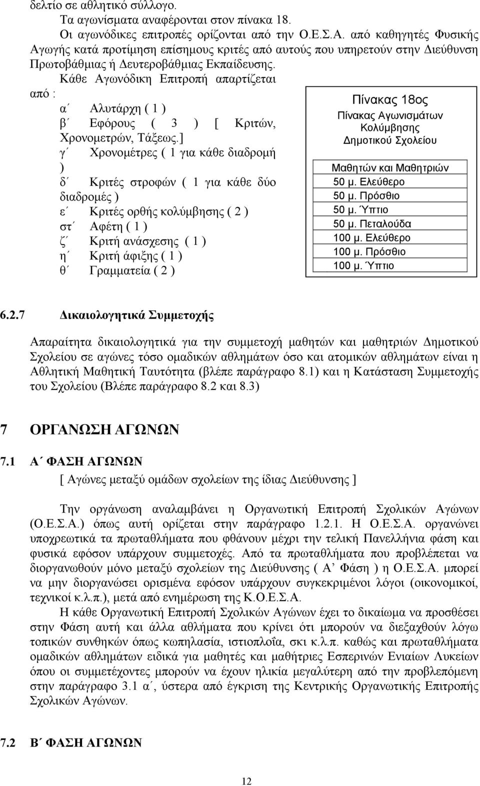 Κάθε Αγωνόδικη Επιτροπή απαρτίζεται από : α Αλυτάρχη ( 1 ) β Εφόρους ( 3 ) [ Κριτών, Χρονοµετρών, Τάξεως.