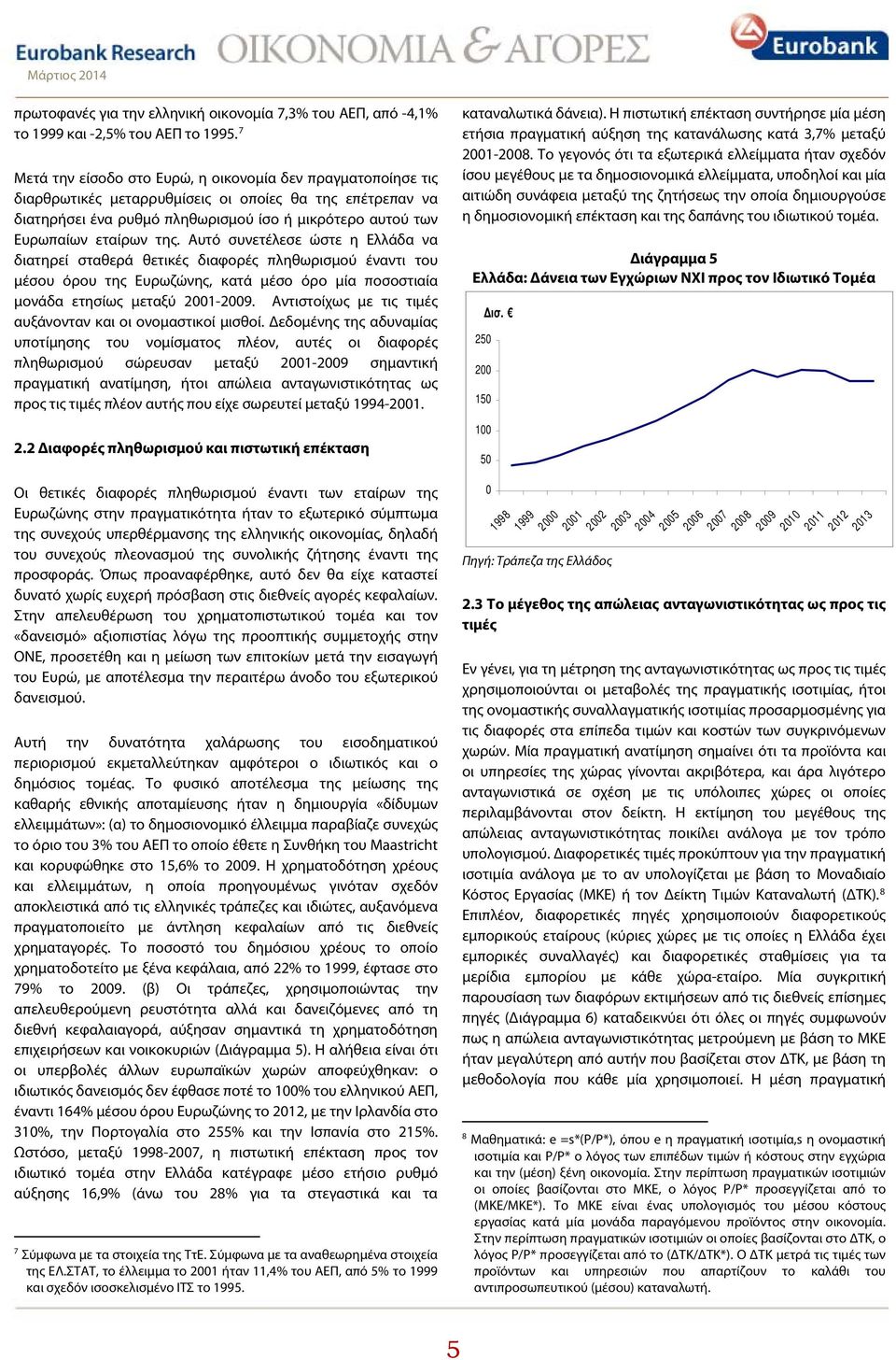 της. Αυτό συνετέλεσε ώστε η Ελλάδα να διατηρεί σταθερά θετικές διαφορές πληθωρισμού έναντι του μέσου όρου της Ευρωζώνης, κατά μέσο όρο μία ποσοστιαία μονάδα ετησίως μεταξύ 2001-2009.