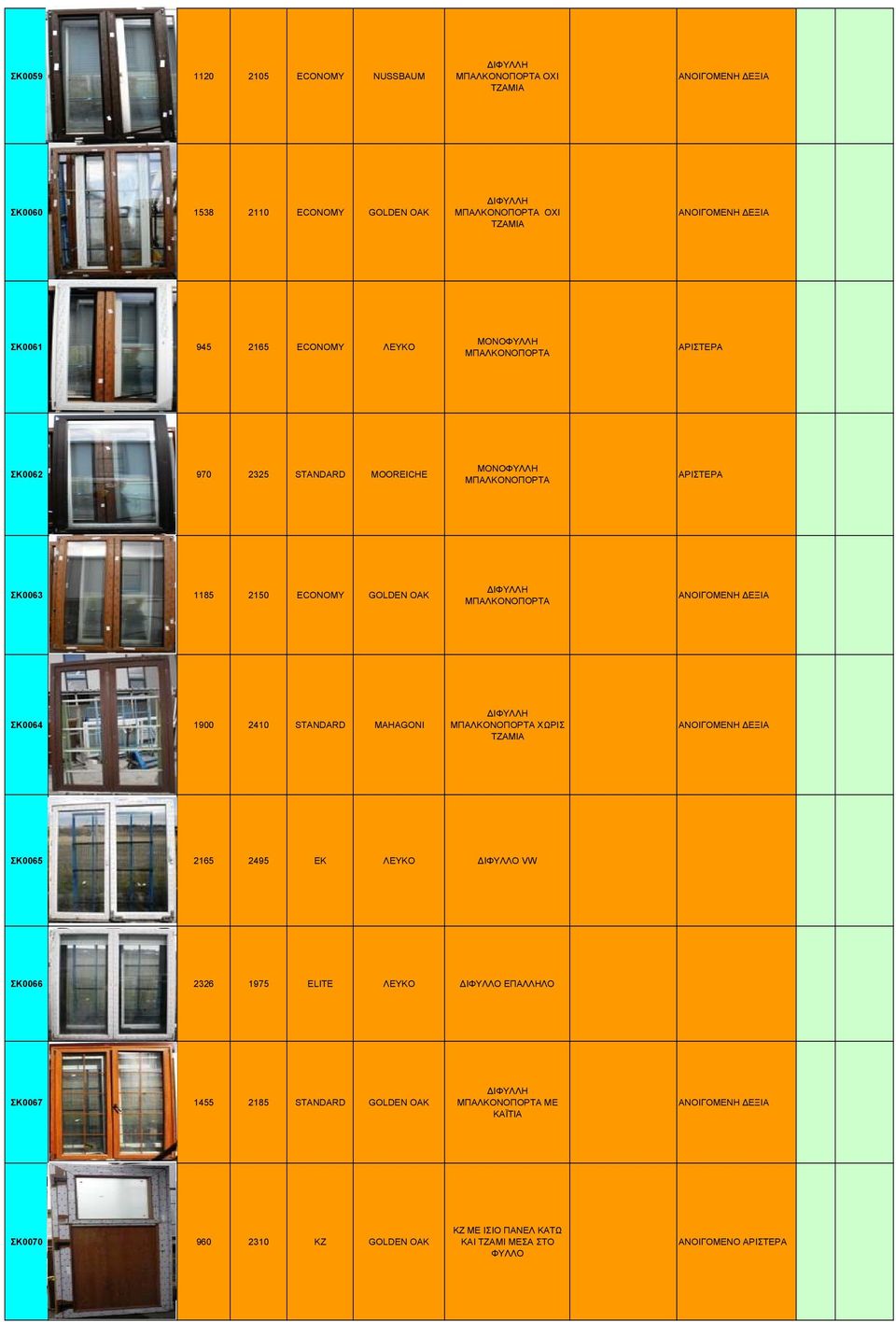 1900 2410 STANDARD MAHAGONI ΙΦΥΛΛΗ ΧΩΡΙΣ ΤΖΑΜΙΑ ΑΝΟΙΓΟΜΕΝΗ ΣΚ0065 2165 2495 EK ΛΕΥΚΟ ΙΦΥΛΛΟ VW ΣΚ0066 2326 1975 ELITE ΛΕΥΚΟ ΙΦΥΛΛΟ ΕΠΑΛΛΗΛΟ ΣΚ0067