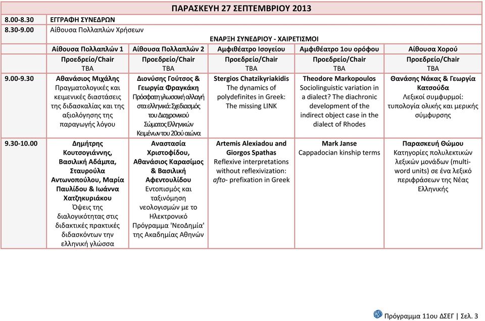 Σχεδιασμός του Διαχρονικού Σώματος Ελληνικών Κειμένων του 20ού αιώνα Stergios Chatzikyriakidis The dynamics of polydefinites in Greek: The missing LINK Theodore Markopoulos Sociolinguistic variation
