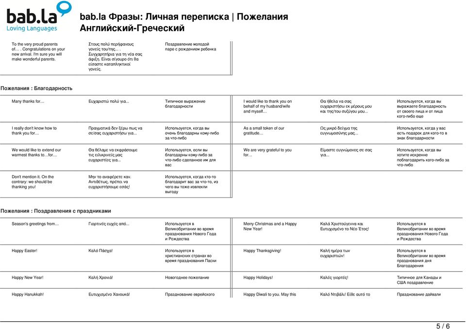 .. Типичное выражение благодарности I would like to thank you on behalf of my husband/wife and myself Θα ήθελα να σας ευχαριστήσω εκ μέρους μου και της/του συζύγου μου.