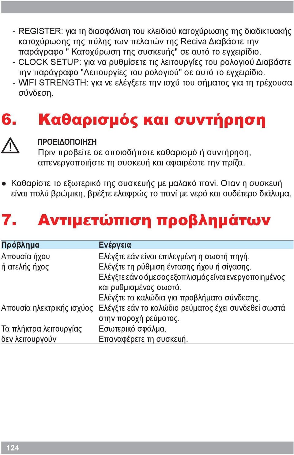 - WIFI STRENGTH: για νε ελέγξετε την ισχύ του σήματος για τη τρέχουσα σύνδεση. 6. Καθαρισμός και συντήρηση!