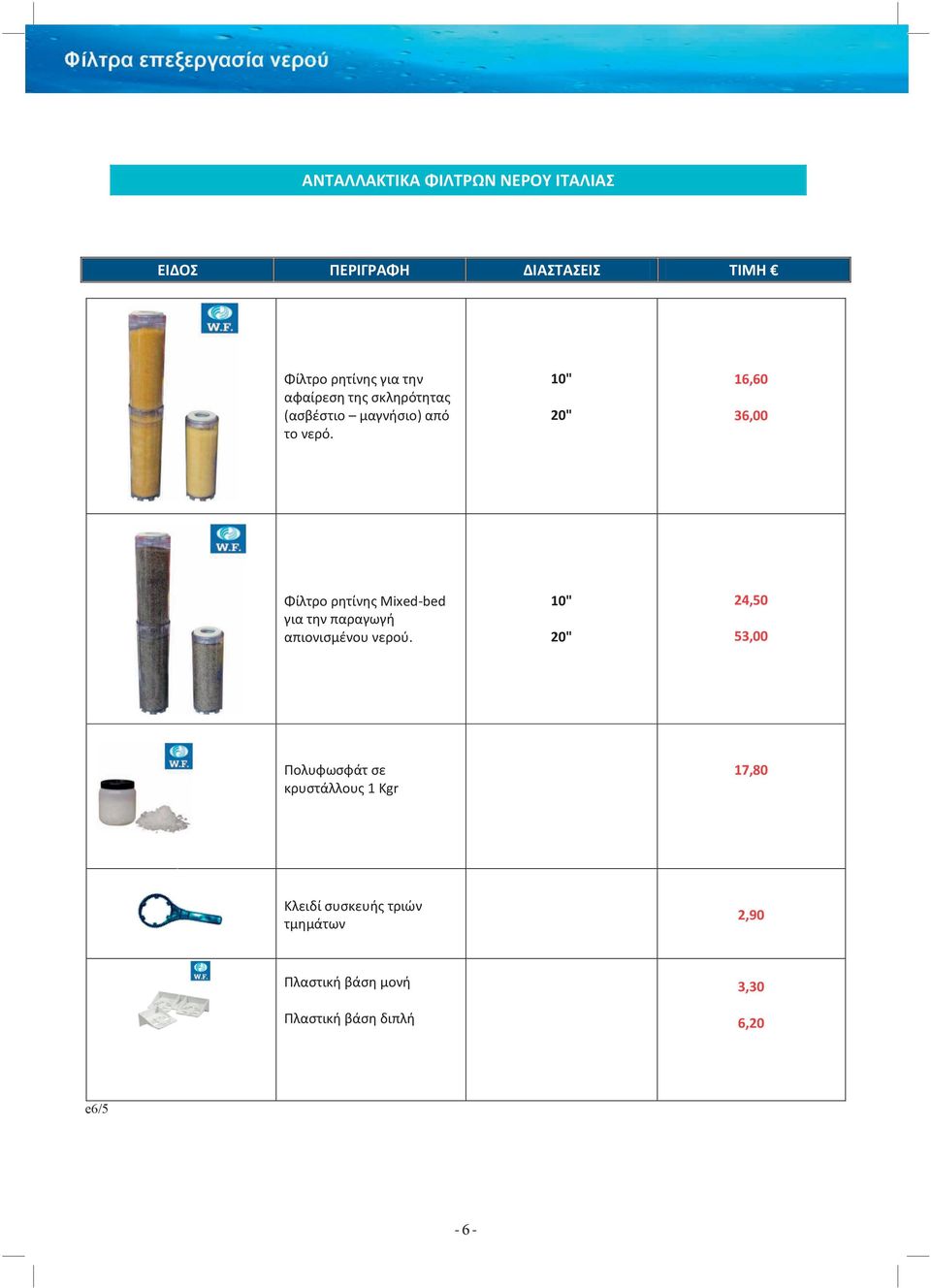 10" 20" 16,60 36,00 Φίλτρο ρθτίνθσ Mixed-bed για τθν παραγωγι απιονιςμζνου νεροφ.