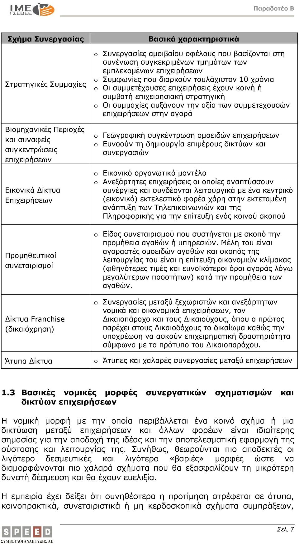 συμμετέχουσες επιχειρήσεις έχουν κοινή ή συμβατή επιχειρησιακή στρατηγική o Οι συμμαχίες αυξάνουν την αξία των συμμετεχουσών επιχειρήσεων στην αγορά o Γεωγραφική συγκέντρωση ομοειδών επιχειρήσεων o