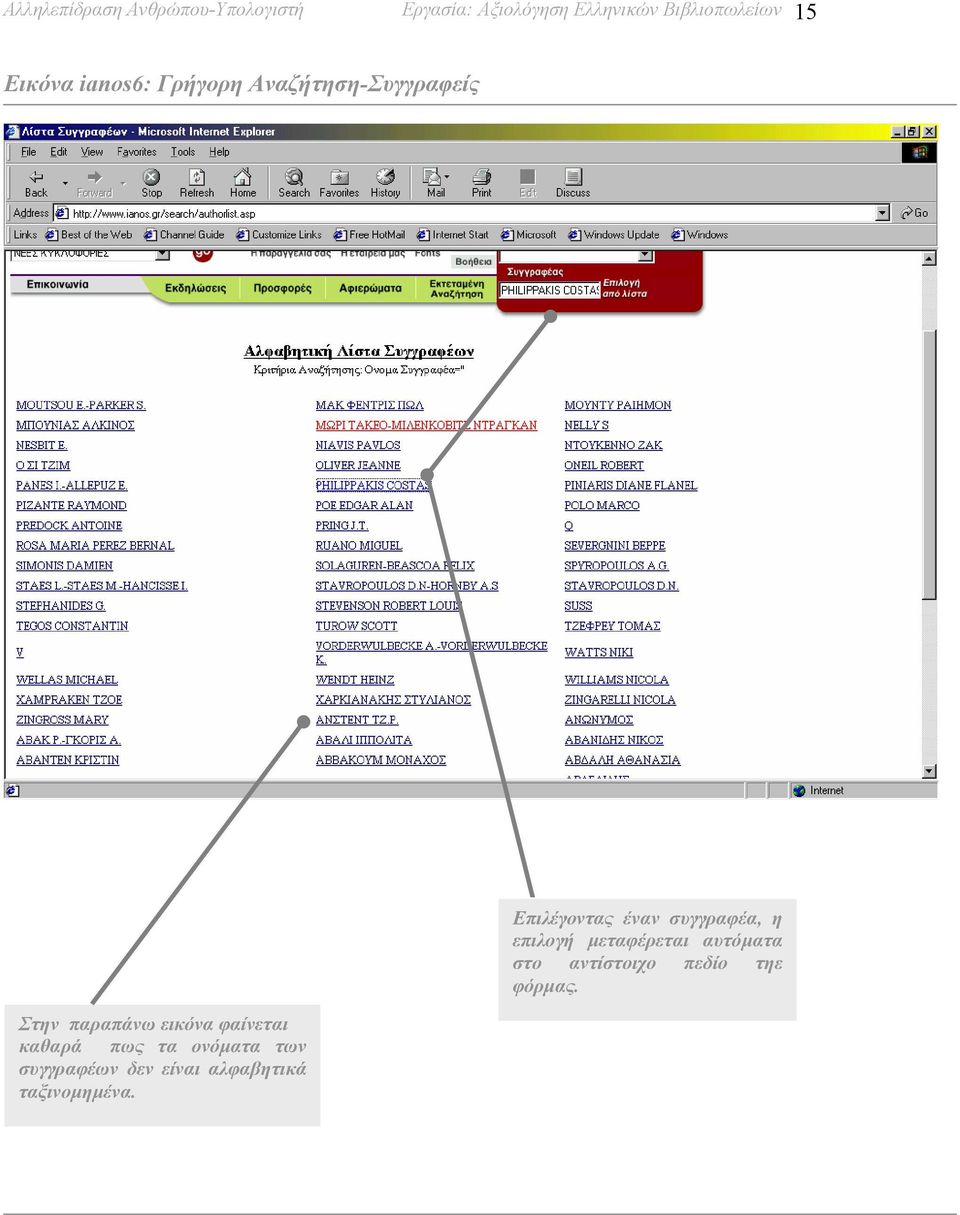 καθαρά πως τα ονόµατα των συγγραφέων δεν είναι αλφαβητικά ταξινοµηµένα.