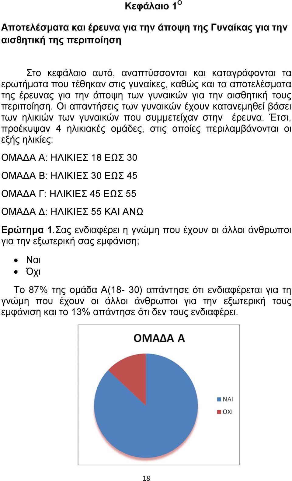 Έτσι, προέκυψαν 4 ηλικιακές ομάδες, στις οποίες περιλαμβάνονται οι εξής ηλικίες: ΟΜΑΔΑ Α: ΗΛΙΚΙΕΣ 18 ΕΩΣ 30 ΟΜΑΔΑ Β: ΗΛΙΚΙΕΣ 30 ΕΩΣ 45 ΟΜΑΔΑ Γ: ΗΛΙΚΙΕΣ 45 ΕΩΣ 55 ΟΜΑΔΑ Δ: ΗΛΙΚΙΕΣ 55 ΚΑΙ ΑΝΩ Ερώτημα 1.