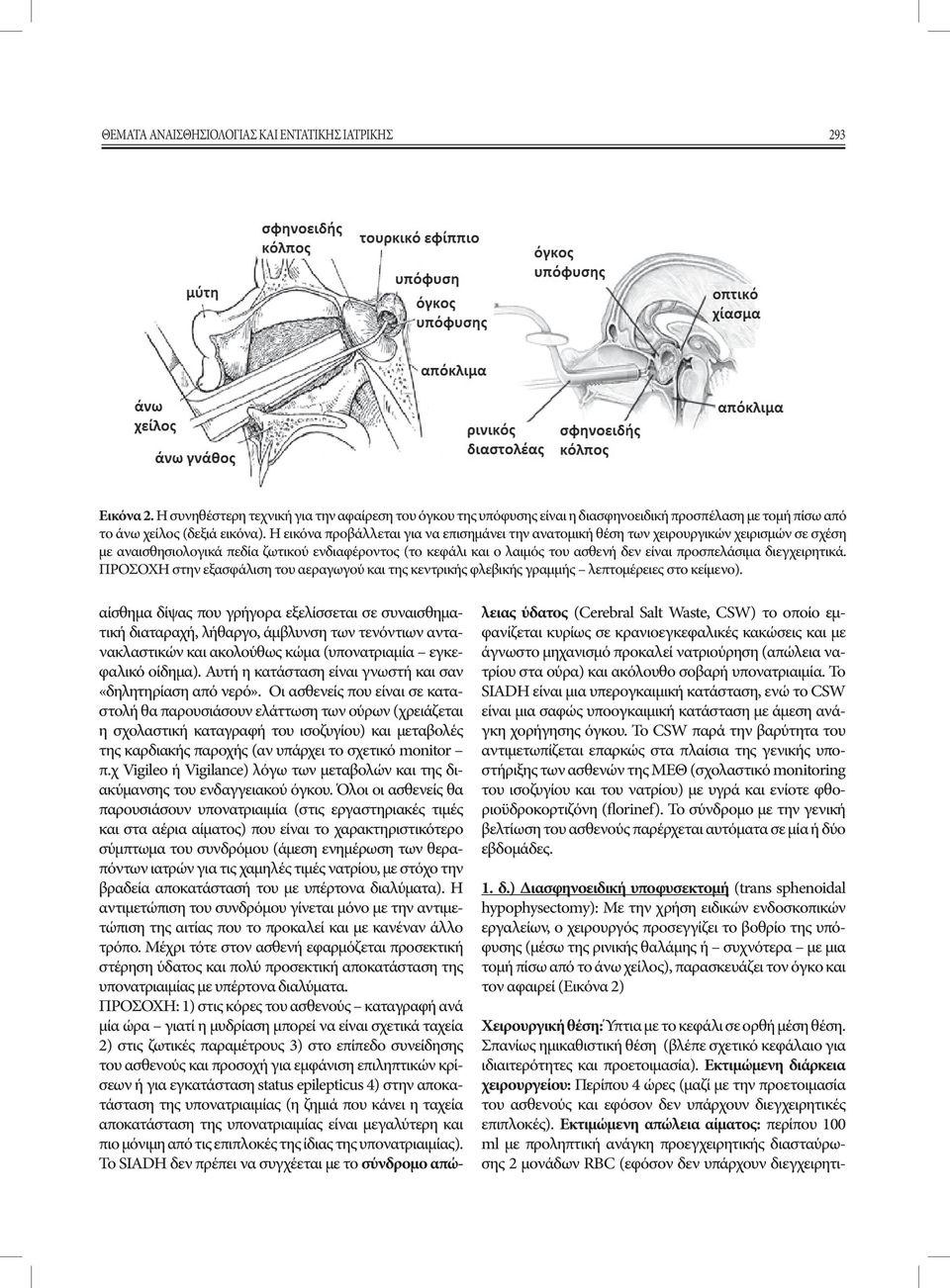 Η εικόνα προβάλλεται για να επισημάνει την ανατομική θέση των χειρουργικών χειρισμών σε σχέση με αναισθησιολογικά πεδία ζωτικού ενδιαφέροντος (το κεφάλι και ο λαιμός του ασθενή δεν είναι προσπελάσιμα