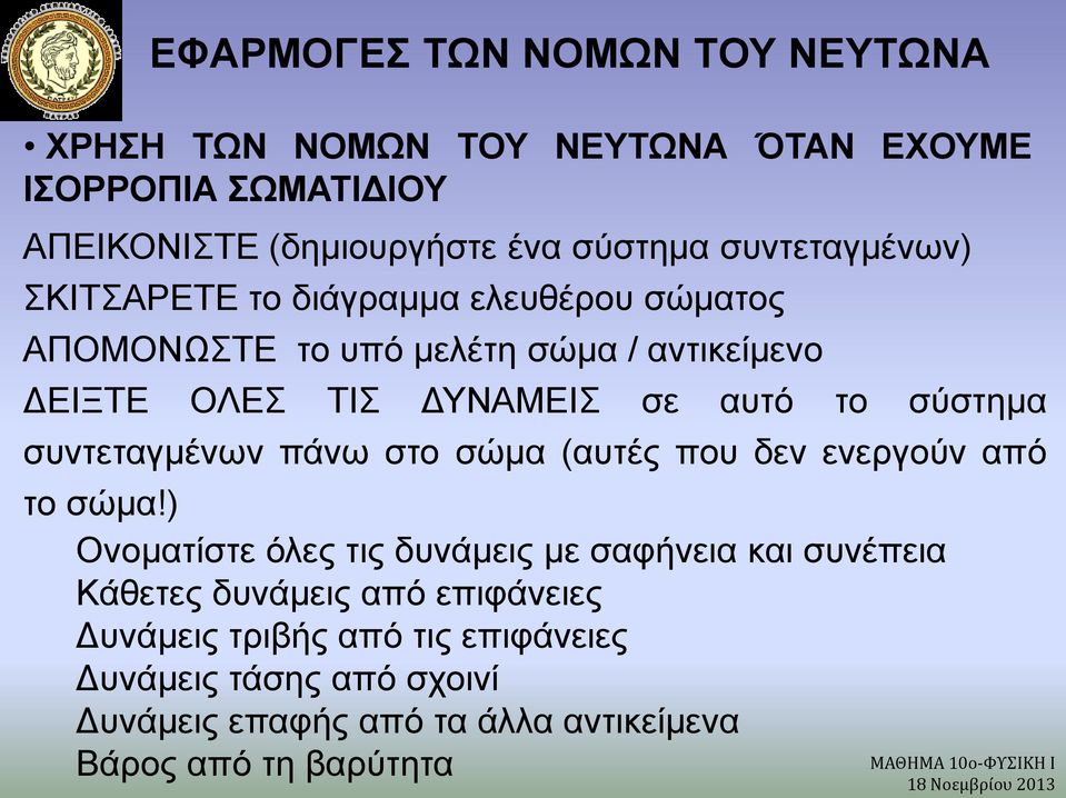 πάνω στο σώμα (αυτές που δεν ενεργούν από το σώμα!