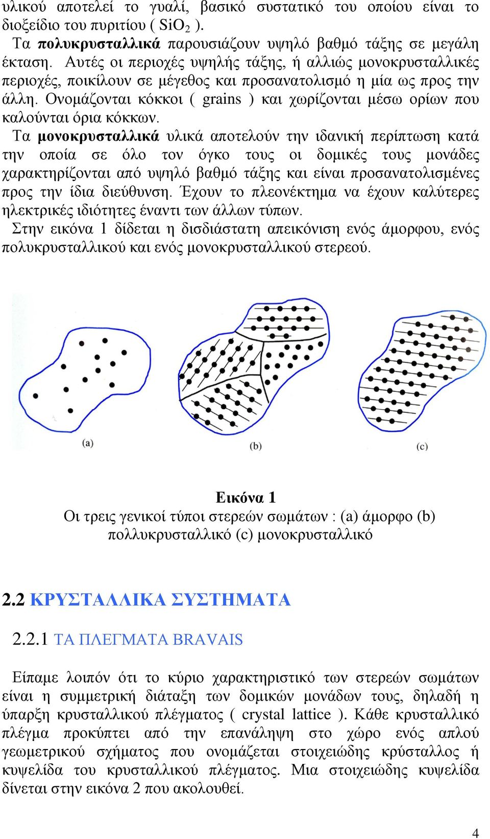 Ονομάζονται κόκκοι ( grains ) και χωρίζονται μέσω ορίων που καλούνται όρια κόκκων.