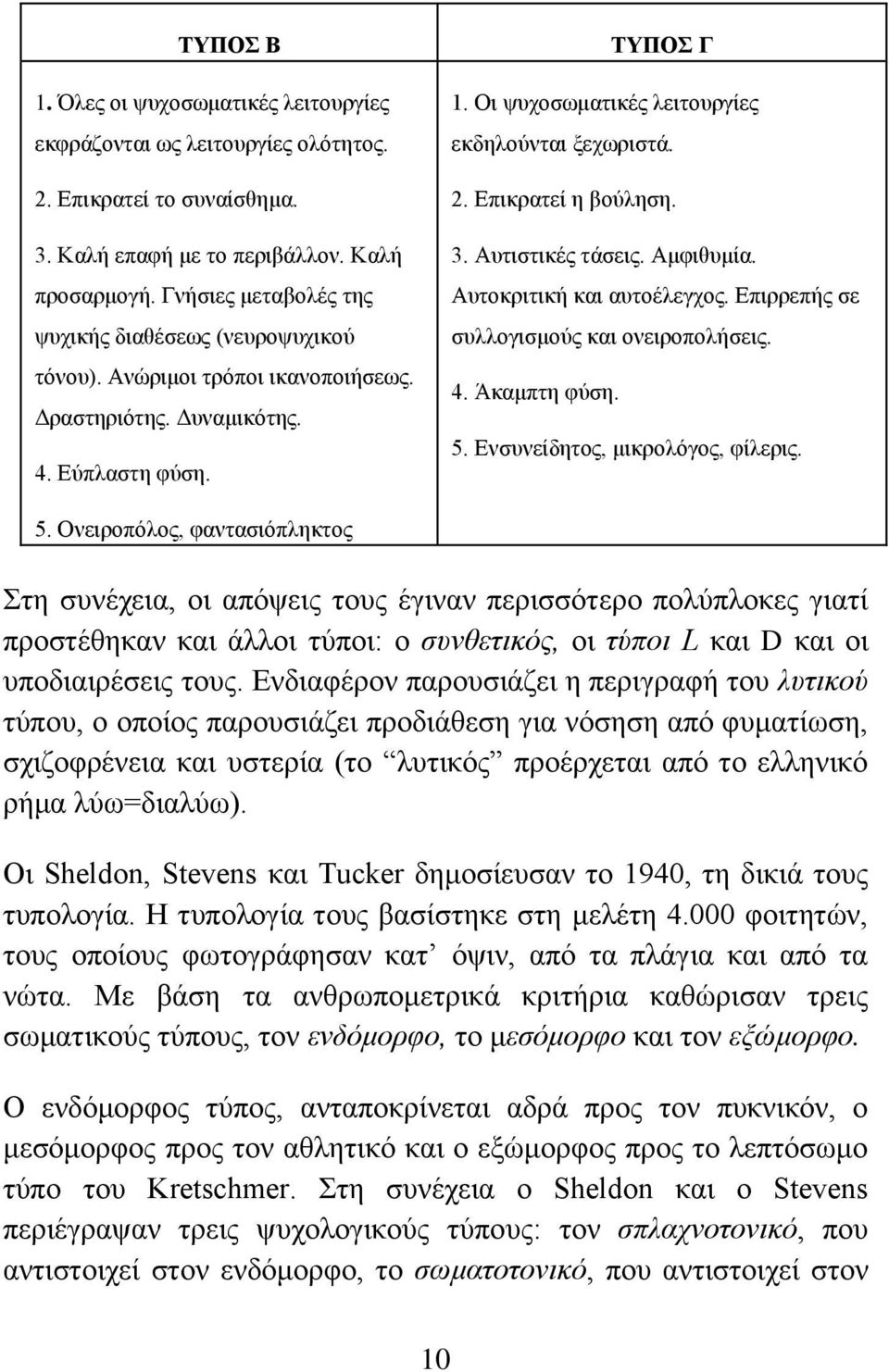 2. Επικρατεί η βούληση. 3. Αυτιστικές τάσεις. Αμφιθυμία. Αυτοκριτική και αυτοέλεγχος. Επιρρεπής σε συλλογισμούς και ονειροπολήσεις. 4. Άκαμπτη φύση. 5.