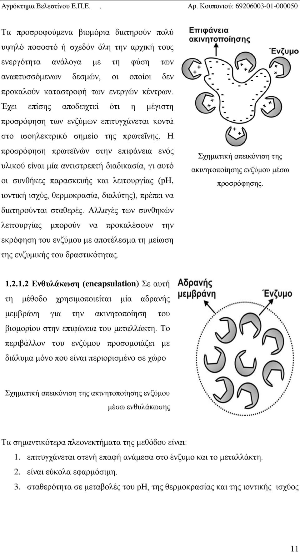 Η προσρόφηση πρωτεϊνών στην επιφάνεια ενός υλικού είναι μία αντιστρεπτή διαδικασία, γι αυτό οι συνθήκες παρασκευής και λειτουργίας (ph, ιοντική ισχύς, θερμοκρασία, διαλύτης), πρέπει να διατηρούνται