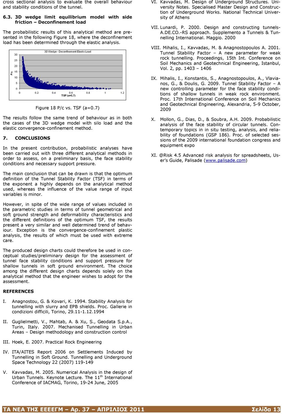 been determined through the elastic analysis. Figure 18 P/c vs. TSF (a=0.