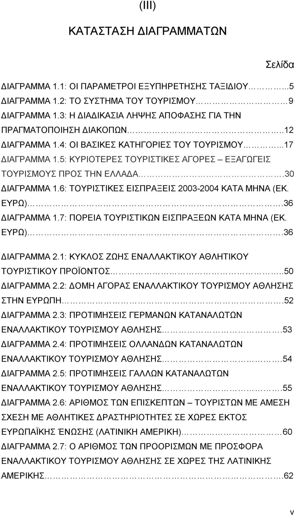 5: ΚΥΡΙΟΤΕΡΕΣ ΤΟΥΡΙΣΤΙΚΕΣ ΑΓΟΡΕΣ ΕΞΑΓΩΓΕΙΣ ΤΟΥΡΙΣΜΟΥΣ ΠΡΟΣ ΤΗΝ ΕΛΛΑΔΑ.30 ΔΙΑΓΡΑΜΜΑ 1.6: ΤΟΥΡΙΣΤΙΚΕΣ ΕΙΣΠΡΑΞΕΙΣ 2003-2004 ΚΑΤΑ ΜΗΝΑ (ΕΚ. ΕΥΡΩ).36 ΔΙΑΓΡΑΜΜΑ 1.