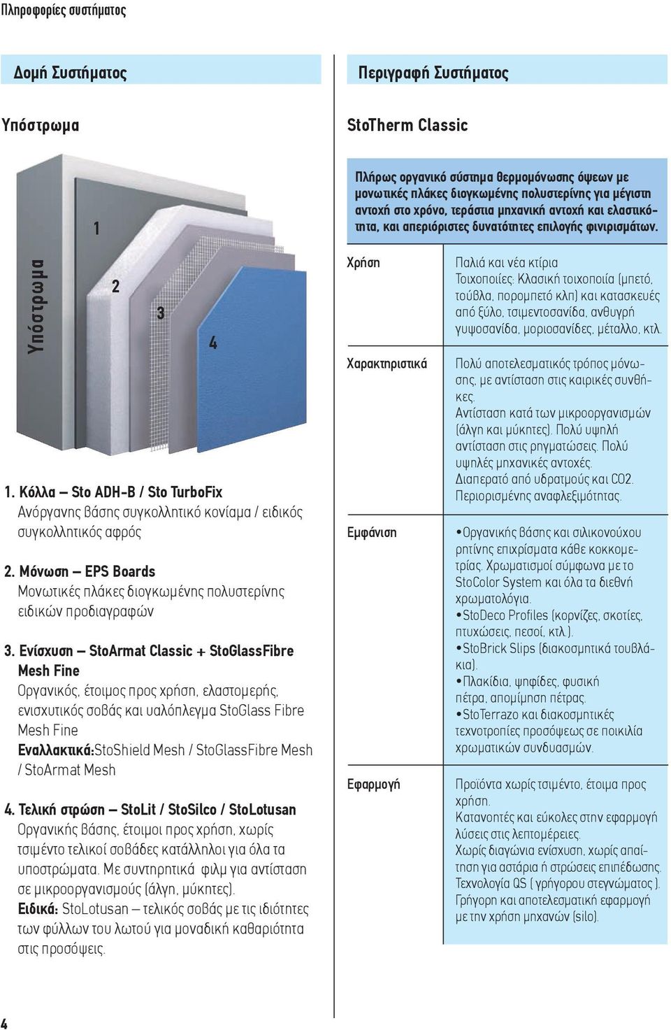 Κόλλα Sto ADH-B / Sto TurboFix Ανόργανης βάσης συγκολλητικό κονίαμα / ειδικός συγκολλητικός αφρός. Μόνωση EPS Boards Μονωτικές πλάκες διογκωμένης πολυστερίνης ειδικών προδιαγραφών 3 3.