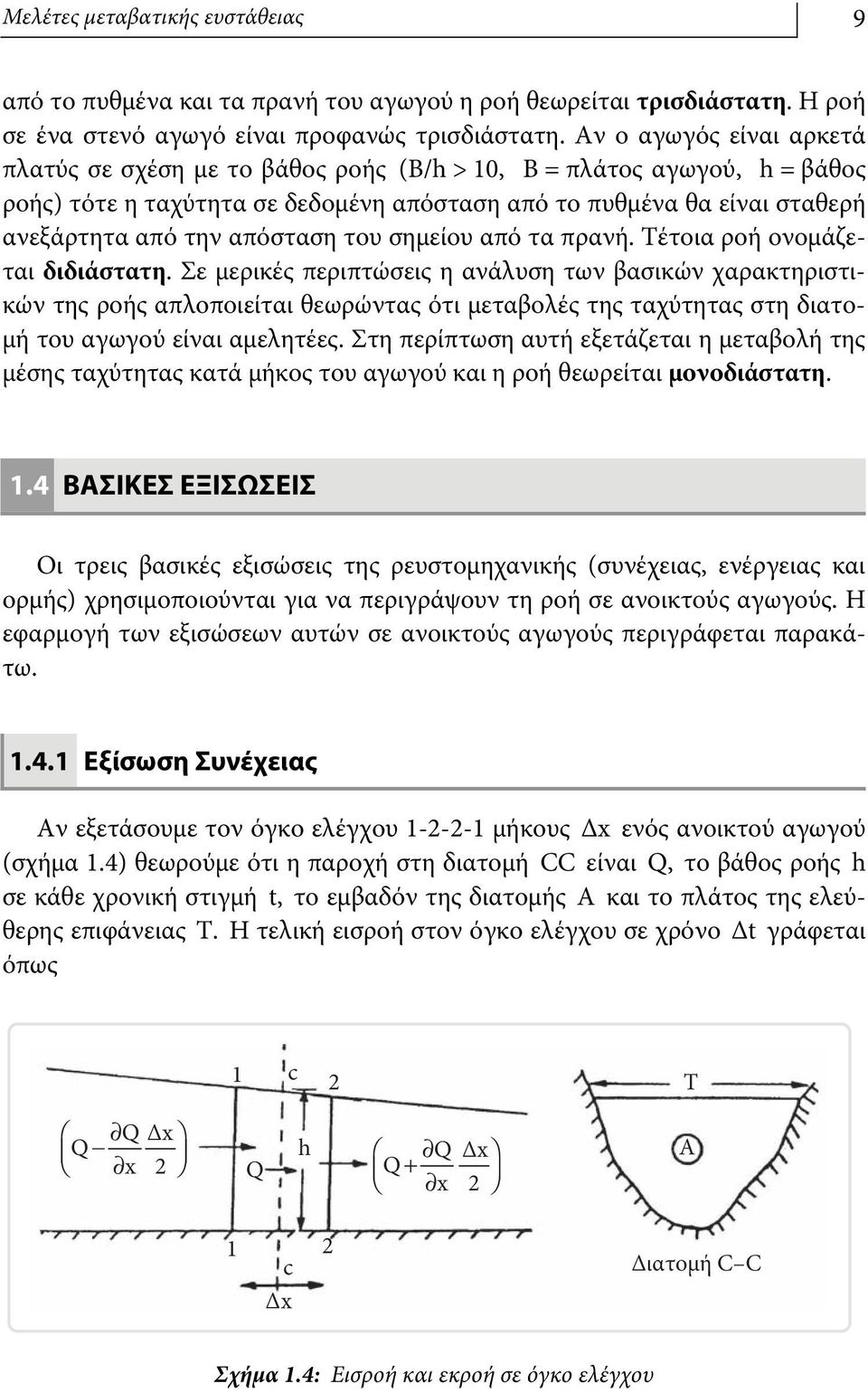 του σημείου από τα πρανή. Τέτοια ροή ονομάζεται διδιάστατη.