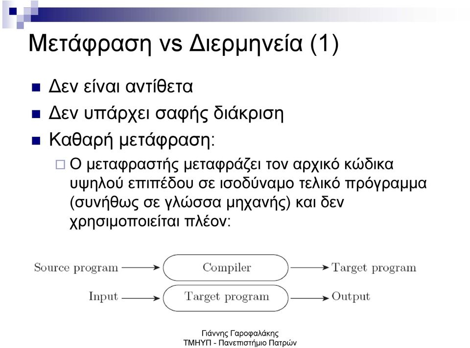 τον αρχικό κώδικα υψηλού επιπέδου σε ισοδύναμο τελικό