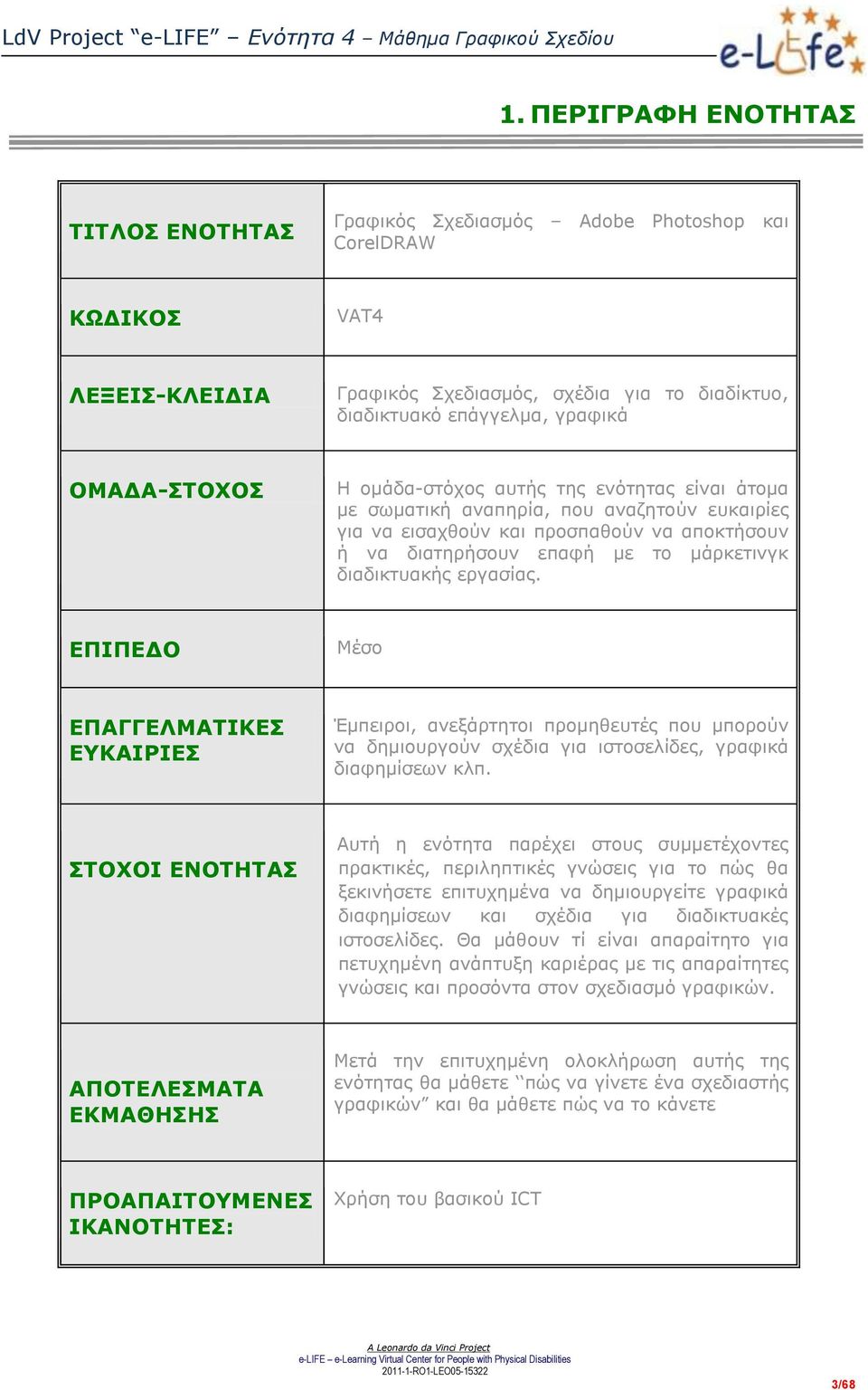 διαδικτυακής εργασίας. ΕΠΙΠΕΔΟ Μέσο ΕΠΑΓΓΕΛΜΑΤΙΚΕΣ ΕΥΚΑΙΡΙΕΣ Έμπειροι, ανεξάρτητοι προμηθευτές που μπορούν να δημιουργούν σχέδια για ιστοσελίδες, γραφικά διαφημίσεων κλπ.