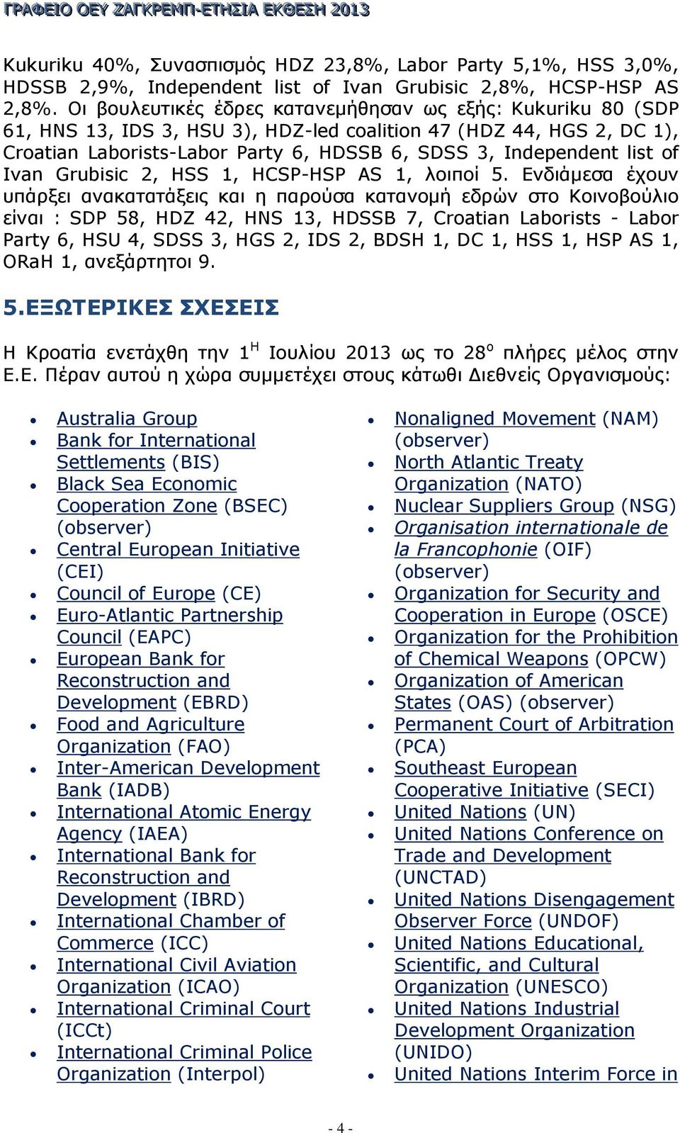 of Ivan Grubisic 2, HSS 1, HCSP-HSP AS 1, λοιποί 5.