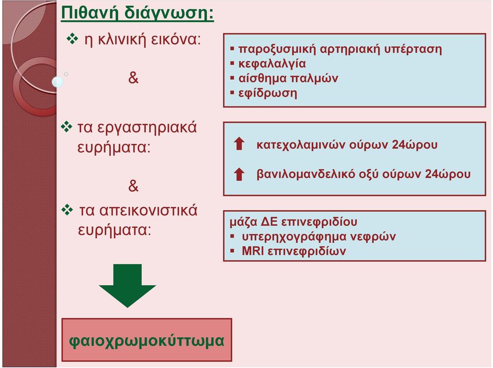 παλμών εφίδρωση κατεχολαμινών ούρων 24ώρου βανιλομανδελικό οξύ ούρων