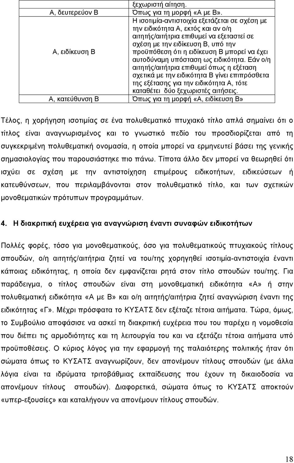 Β μπορεί να έχει αυτοδύναμη υπόσταση ως ειδικότητα.