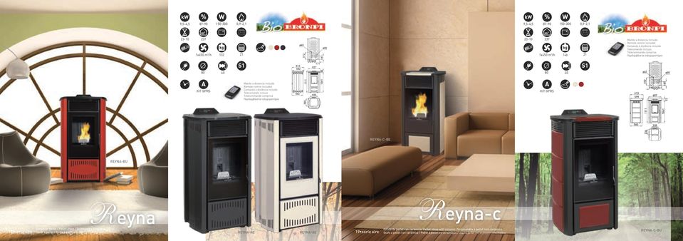 18 serie aire Reyna REYNA-NE REYNA-BE 19 serie aire Reyna-c Estufa de pellet con cerámica/ Pellet stove with ceramic